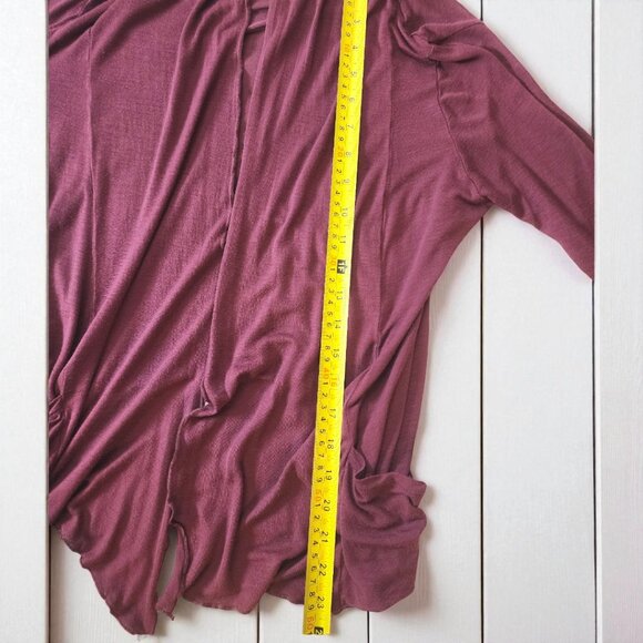 Active Basic Wine Burgundy Drape Cardigan – Lightweight Open Front Sweater M - Picture 6 of 8